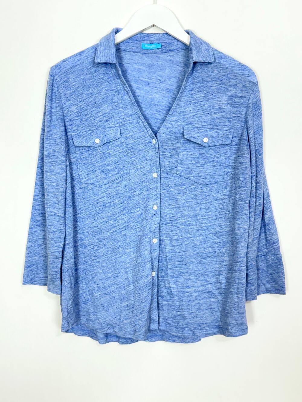 J. McLaughlin Brynn Linen Blend Top in Blue